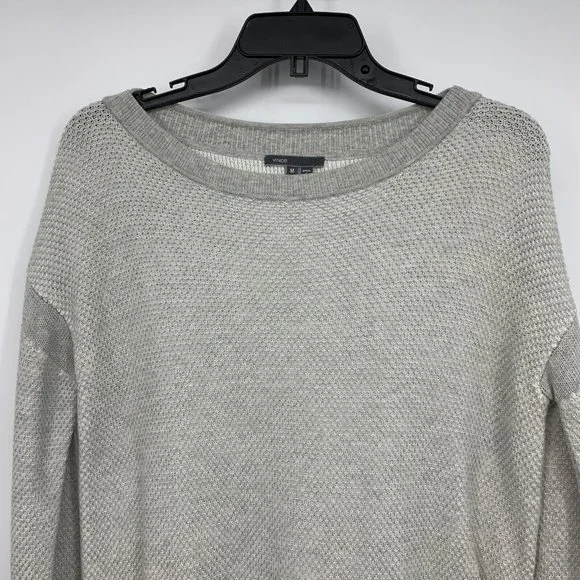 Vince Sweater Color Jacquard Gray Crewneck Long Sleeve Pullover - Picture 5 of 10